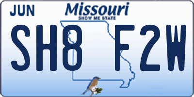 MO license plate SH8F2W