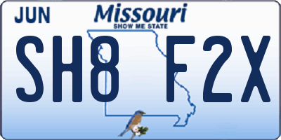 MO license plate SH8F2X
