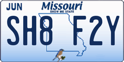 MO license plate SH8F2Y