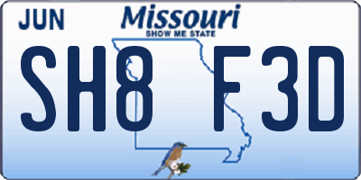 MO license plate SH8F3D