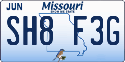 MO license plate SH8F3G