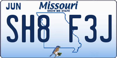 MO license plate SH8F3J