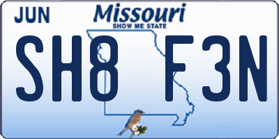 MO license plate SH8F3N