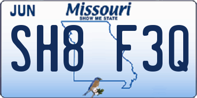 MO license plate SH8F3Q