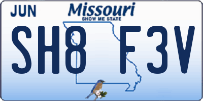 MO license plate SH8F3V