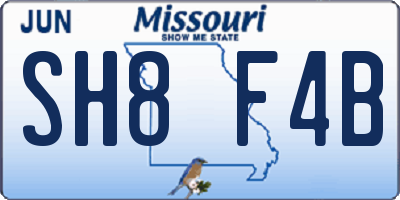 MO license plate SH8F4B