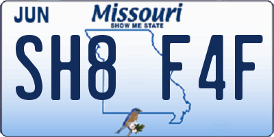 MO license plate SH8F4F