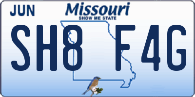 MO license plate SH8F4G