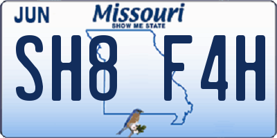 MO license plate SH8F4H