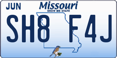 MO license plate SH8F4J