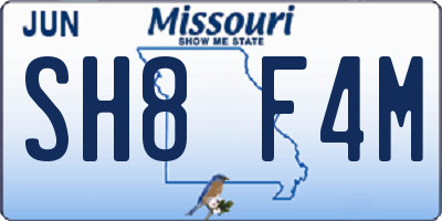 MO license plate SH8F4M