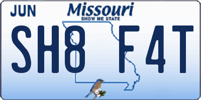 MO license plate SH8F4T