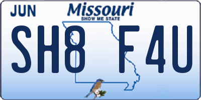 MO license plate SH8F4U