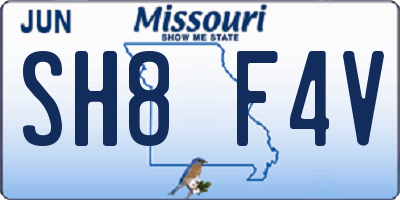 MO license plate SH8F4V
