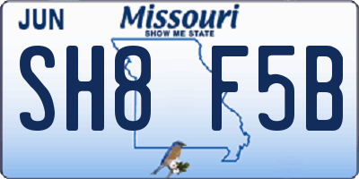MO license plate SH8F5B