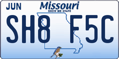 MO license plate SH8F5C