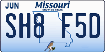 MO license plate SH8F5D