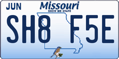 MO license plate SH8F5E