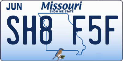 MO license plate SH8F5F
