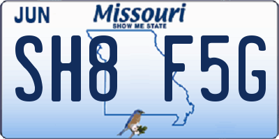 MO license plate SH8F5G