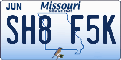 MO license plate SH8F5K