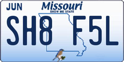 MO license plate SH8F5L