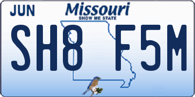 MO license plate SH8F5M
