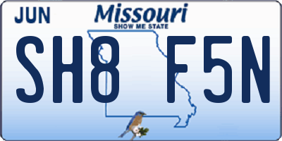 MO license plate SH8F5N