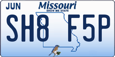 MO license plate SH8F5P