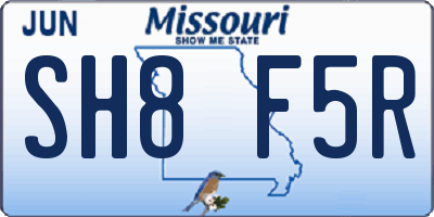 MO license plate SH8F5R