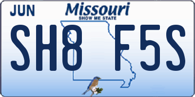 MO license plate SH8F5S