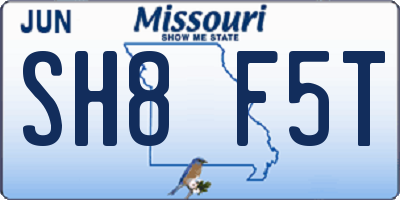 MO license plate SH8F5T