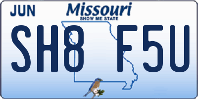 MO license plate SH8F5U