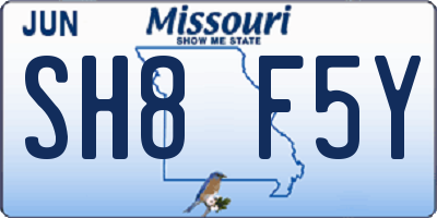 MO license plate SH8F5Y