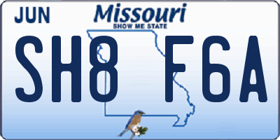MO license plate SH8F6A