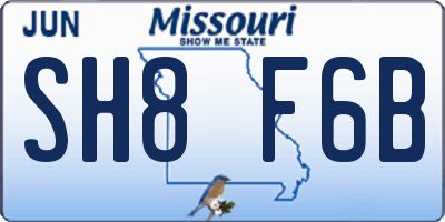 MO license plate SH8F6B