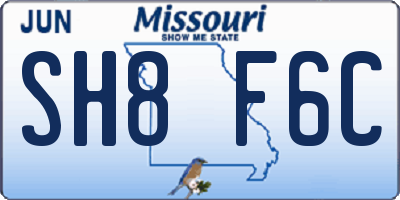 MO license plate SH8F6C