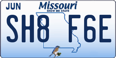 MO license plate SH8F6E