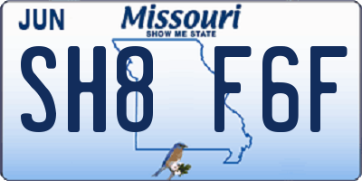 MO license plate SH8F6F