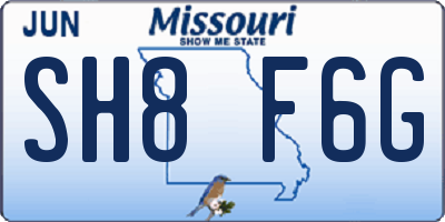 MO license plate SH8F6G