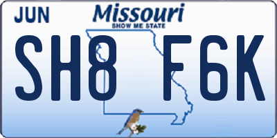 MO license plate SH8F6K