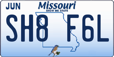 MO license plate SH8F6L