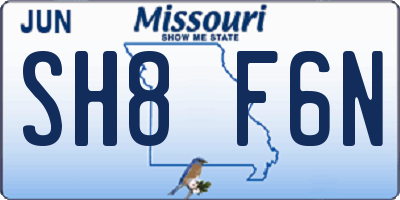 MO license plate SH8F6N