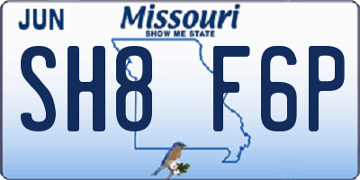 MO license plate SH8F6P