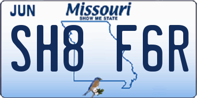 MO license plate SH8F6R