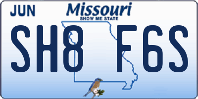 MO license plate SH8F6S