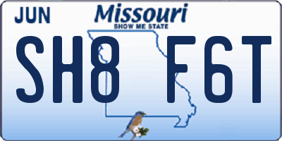 MO license plate SH8F6T