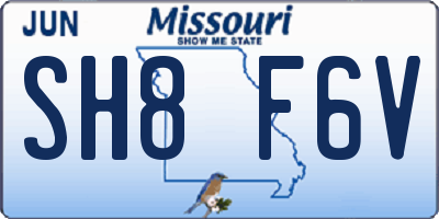 MO license plate SH8F6V