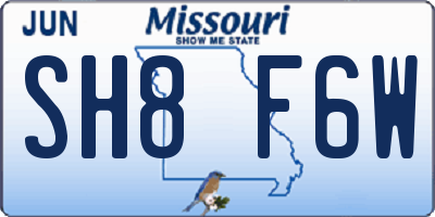 MO license plate SH8F6W