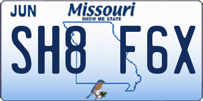 MO license plate SH8F6X